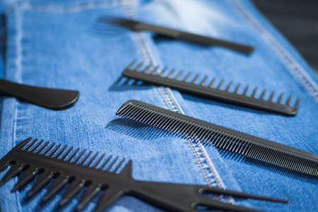 Hairbrushes for styling and haircuts.の写真素材