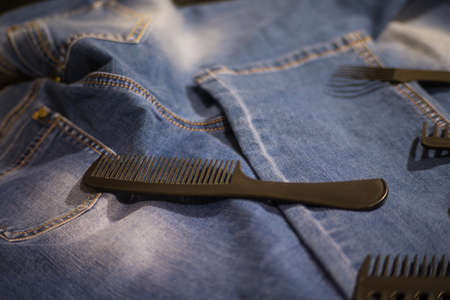 Hairbrushes for styling and haircuts.の写真素材