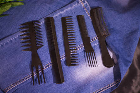 Hairbrushes for styling and haircuts.の写真素材