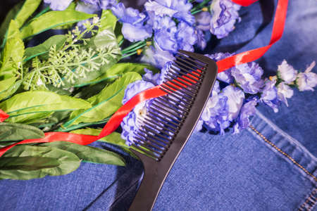 Hairbrushes for styling and haircuts.の写真素材