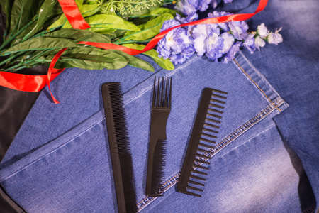 Hairbrushes for styling and haircuts.の写真素材