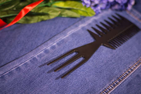 Hairbrushes for styling and haircuts.の写真素材