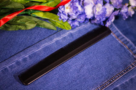 Hairbrushes for styling and haircuts.の写真素材