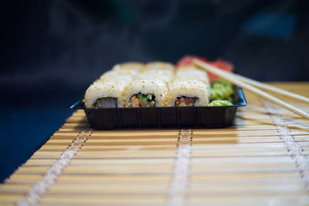 Sushi Set. Japanese food. Home delivery.の写真素材