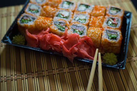 Japanese food. Seth sushi. Home delivery.の写真素材