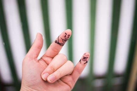 Muzzles on the phalanges of the fingers. Hardcore.の写真素材