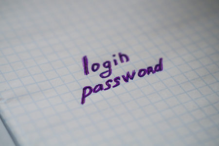 login and password written in letters on paper in a box