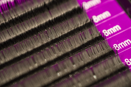 Specialist eyelashes in the beauty salon increases eyelashes clientの写真素材