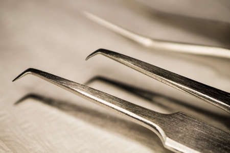 Specialist eyelashes in the beauty salon increases eyelashes clientの写真素材