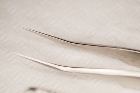 Specialist eyelashes in the beauty salon increases eyelashes clientの写真素材