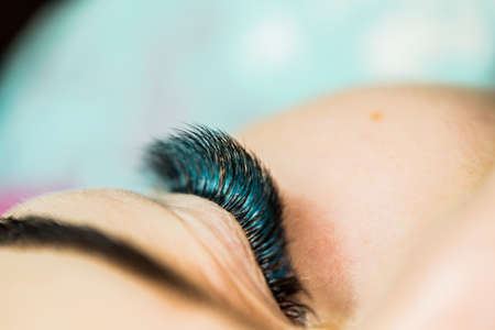 lady's eyelashes closeup photoの写真素材