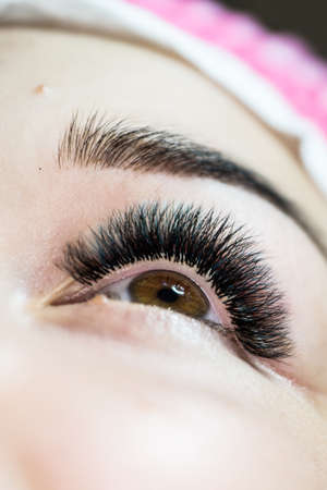lady's eyelashes closeup photoの写真素材