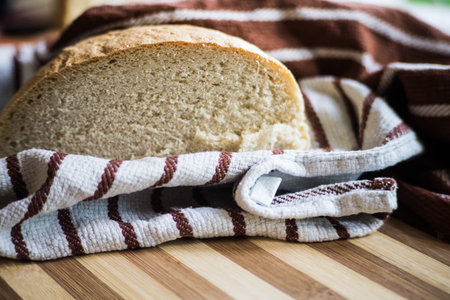 Freshly baked homemade bread wrapped