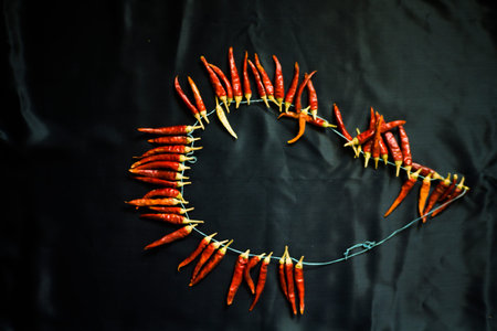 Red hot pepper on a black background