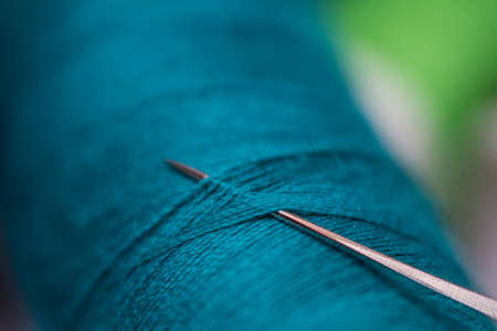Coil with mint cotton threadの写真素材
