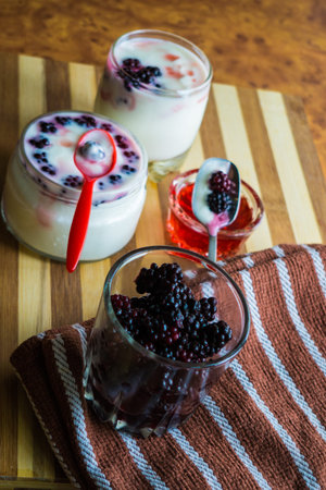 Blackberry and Strawberry Jam Yogurt
