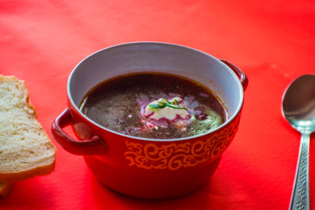 Red soup with vegetables