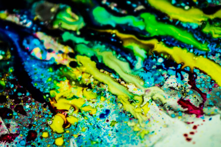 The ink to refill the printer cartridge was spilled onto the white washbasin and the paints blended...