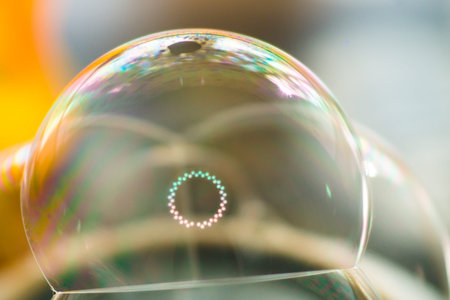 Soap bubbles close up. Soap bubbles sparkle in the sun.