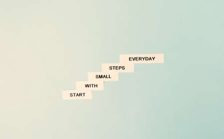 inspiration and motivation quotes on blue background, business concept, horizontalの写真素材