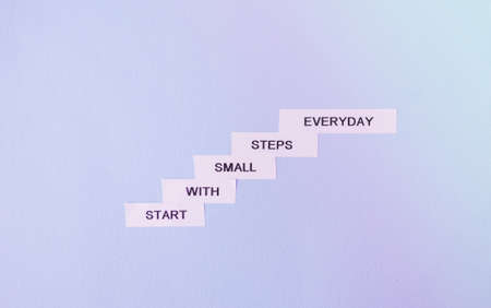 inspiration and motivation quotes on blue background, business concept, horizontalの写真素材