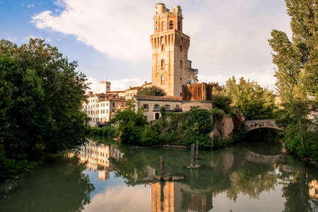 beautiful panoramic view on galileo tower in Padua, Italy. Destination, travel and touristic conceptの写真素材