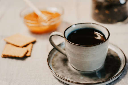 Hot drink and sweets.の写真素材