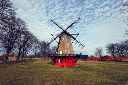 Copenhagen, Denmark windmill by the water on early spring.のeditorial素材