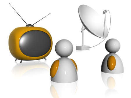 3d men and televisionの写真素材