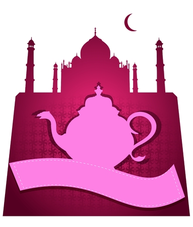 taj mahal pink tea pot vectorのイラスト素材