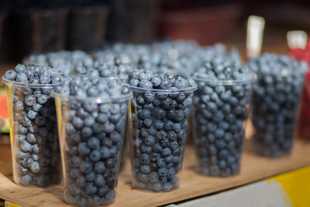 blueberries at a local farmers marketの写真素材