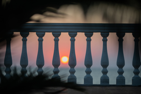 Beautiful sunset above the sea or the ocean, tropical resort, vacation.の写真素材