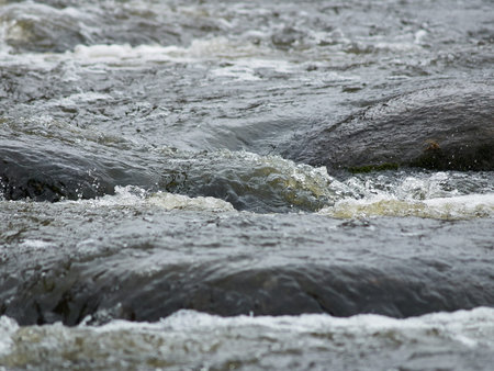 View of seething river rapids