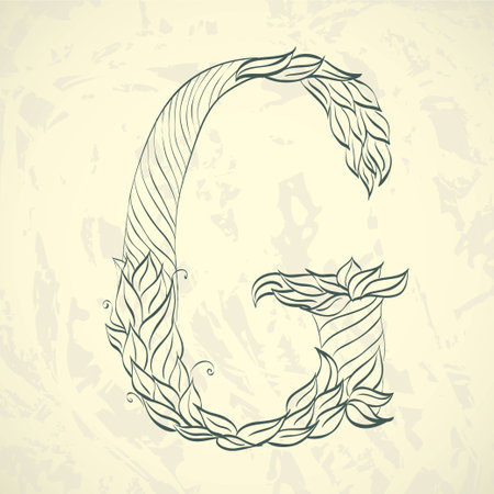 Ornate hand drawn blossom letter gのイラスト素材