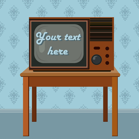 Retro flat televisor on the table illustrationのイラスト素材