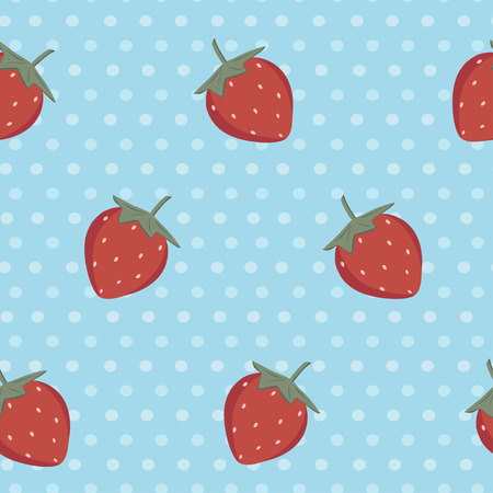retro dots strawberry pattern illustrationのイラスト素材