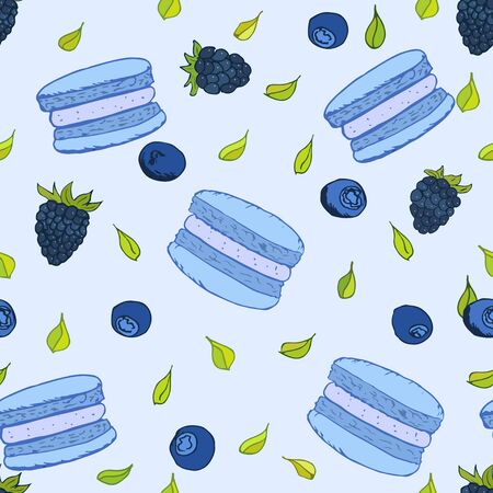 hand drawn fresh macaroons patternのイラスト素材