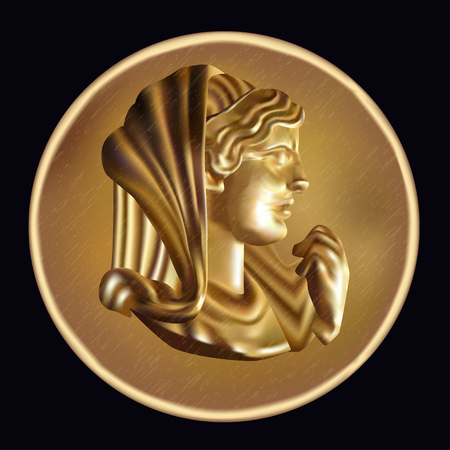 ancient golden coin with athenaのイラスト素材