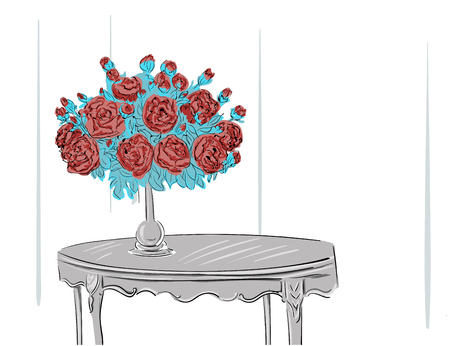 Bouquet standing in vase illustrationのイラスト素材