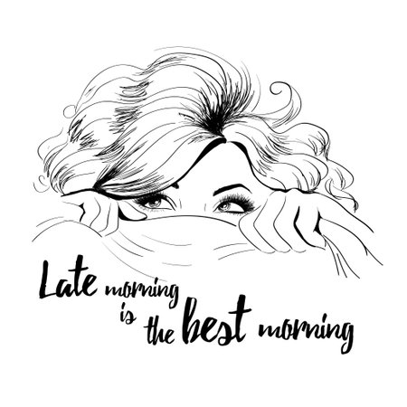 Fashion morning lady in bedのイラスト素材