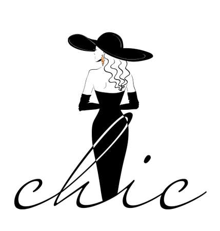 Chic woman icon template from back in hatのイラスト素材