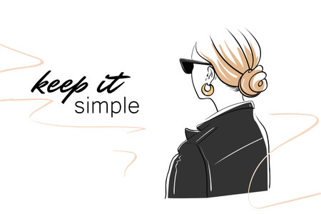 Fashion woman from back in glasses and jacketのイラスト素材