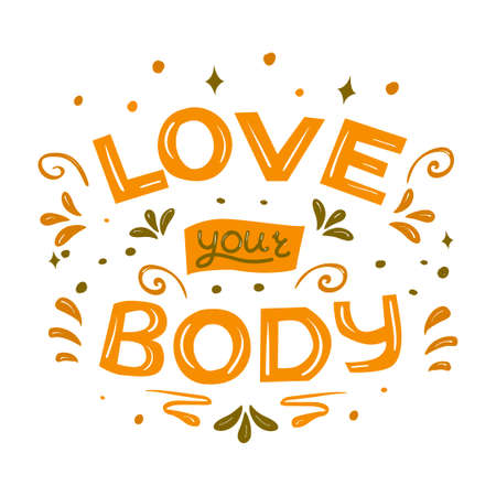 Love your body broght doodle lettering cardのイラスト素材