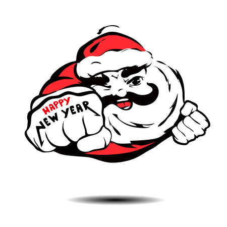 cool Santa Claus flies like Superman and wished a happy new yearのイラスト素材