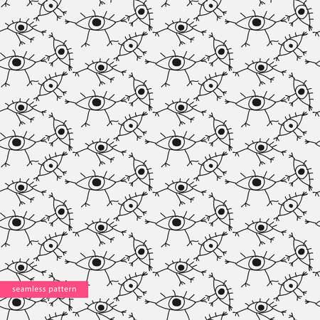 seamless pattern, eyes with eyelashes, sketch, print on fabric, fashion designのイラスト素材