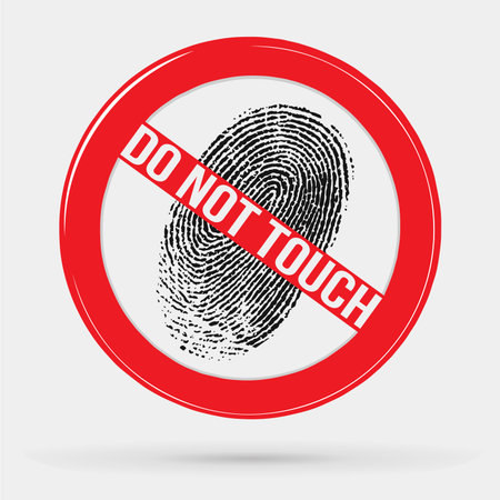 vector icon forbidden to leave fingerprints, touch, stop sign, fingerprintのイラスト素材