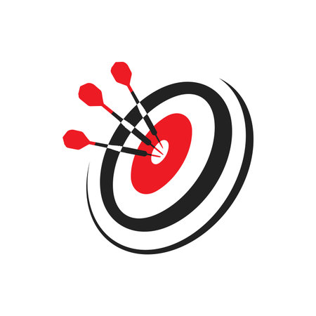 Darts Hitting A Target, Vector illustration of icon, logo, black red white, goal, Goal Smart setting.のイラスト素材