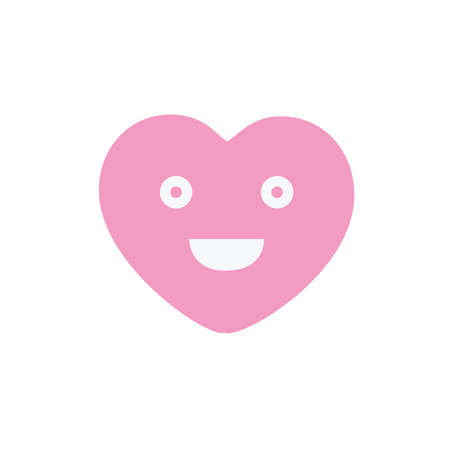 Smile pretty pink heart face sign icon. Happy smiley chat symbol. Colored Flat design button. Vector.のイラスト素材