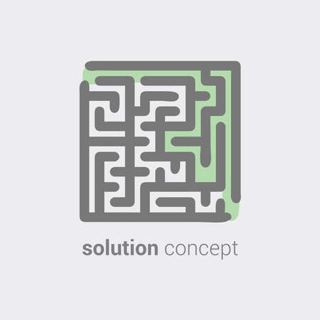Labyrinth as symbol conceptual vision in solution. Idea for find optimization and development. Vector illustration for company web project application icon on desktop motivational poster. Hand drawのイラスト素材