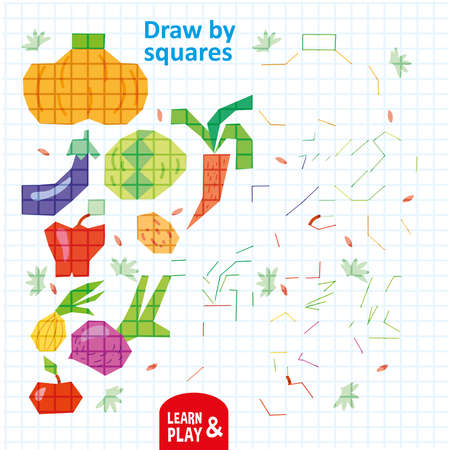 Draw by Squares Vegetables Art Kid Gameのイラスト素材